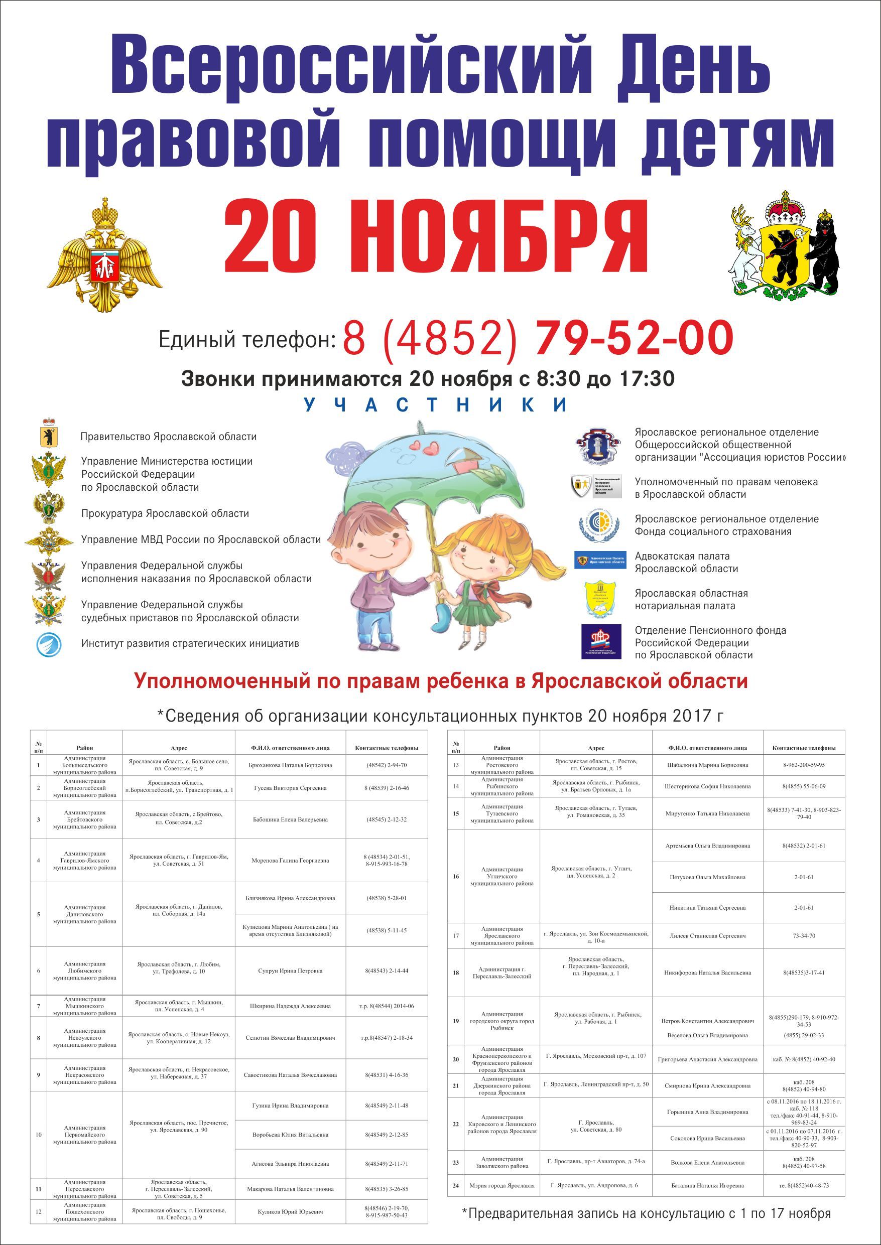 Всероссийский день ребенка 20 ноября