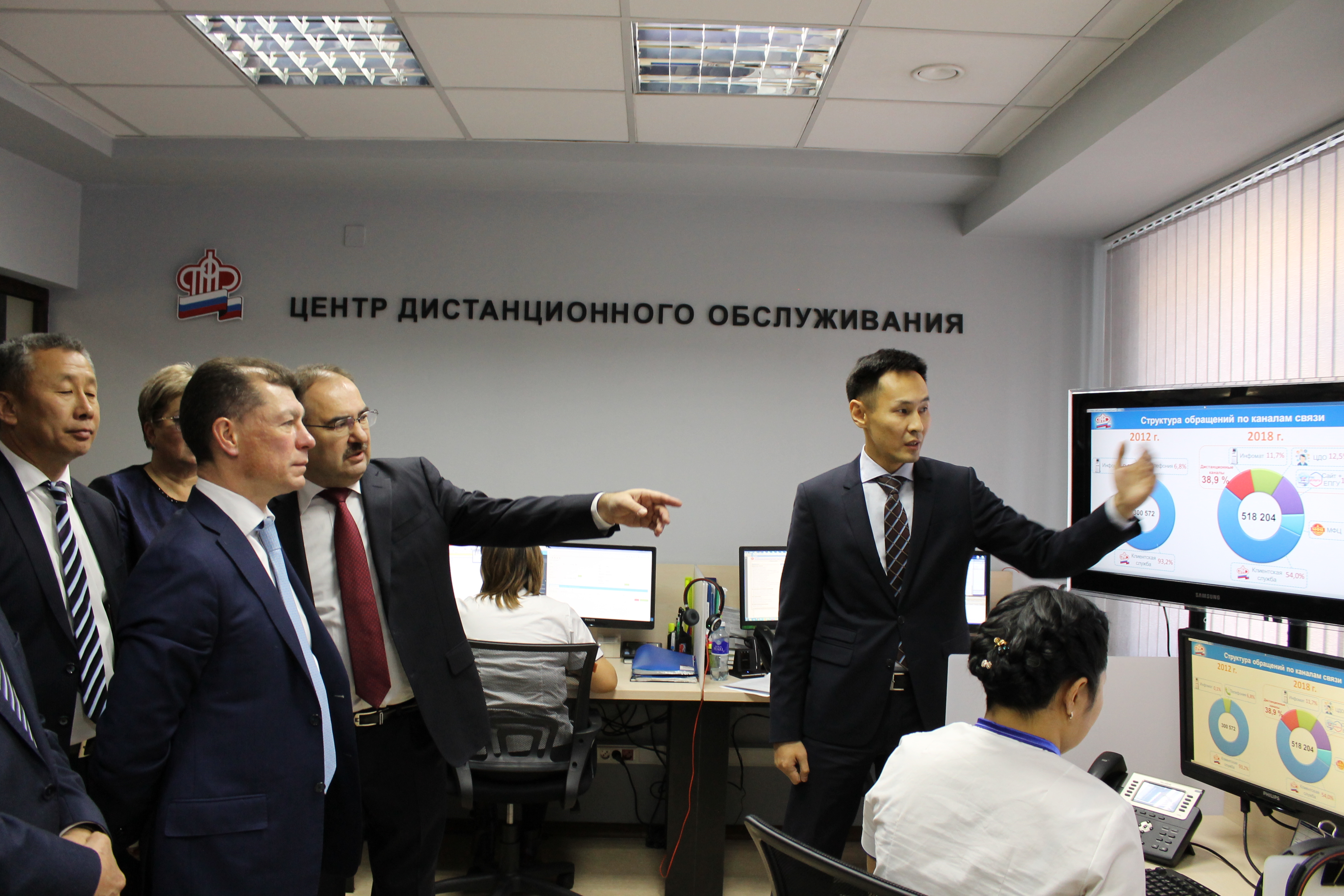 Министр труда и социальной защиты РФ и председатель Правления ПФР Антон Дроздов ознакомились с работой виртуальной клиентской службы Отделения ПФР по Бурятии   