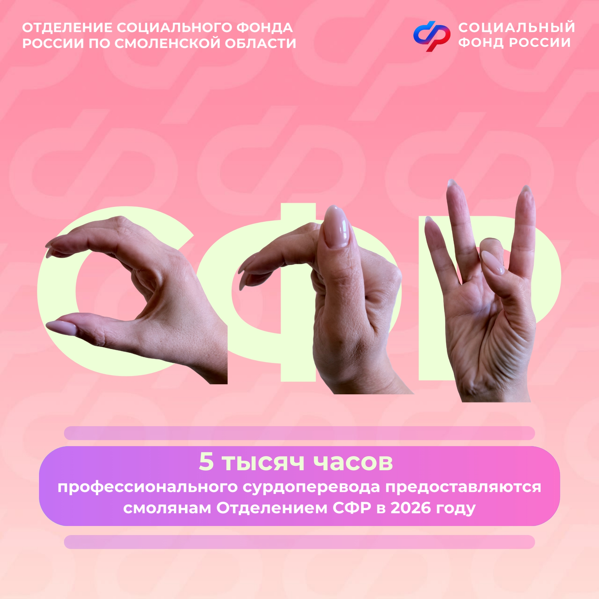 5 тысяч часов профессионального сурдоперевода предоставляются смолянам Отделением СФР в 2026 году