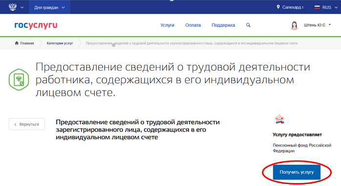 Справка сведения о трудовой деятельности через госуслуги образец